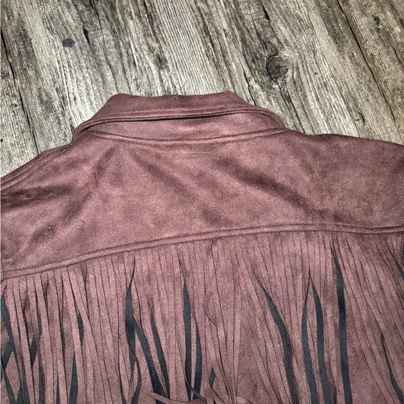 NWT Western Flair Fringed Brown Cropped Faux Suede Jacket Size XL - Picture 12 of 15